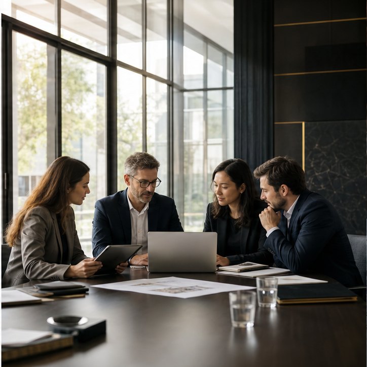 Oxeil team reviewing secure project documents